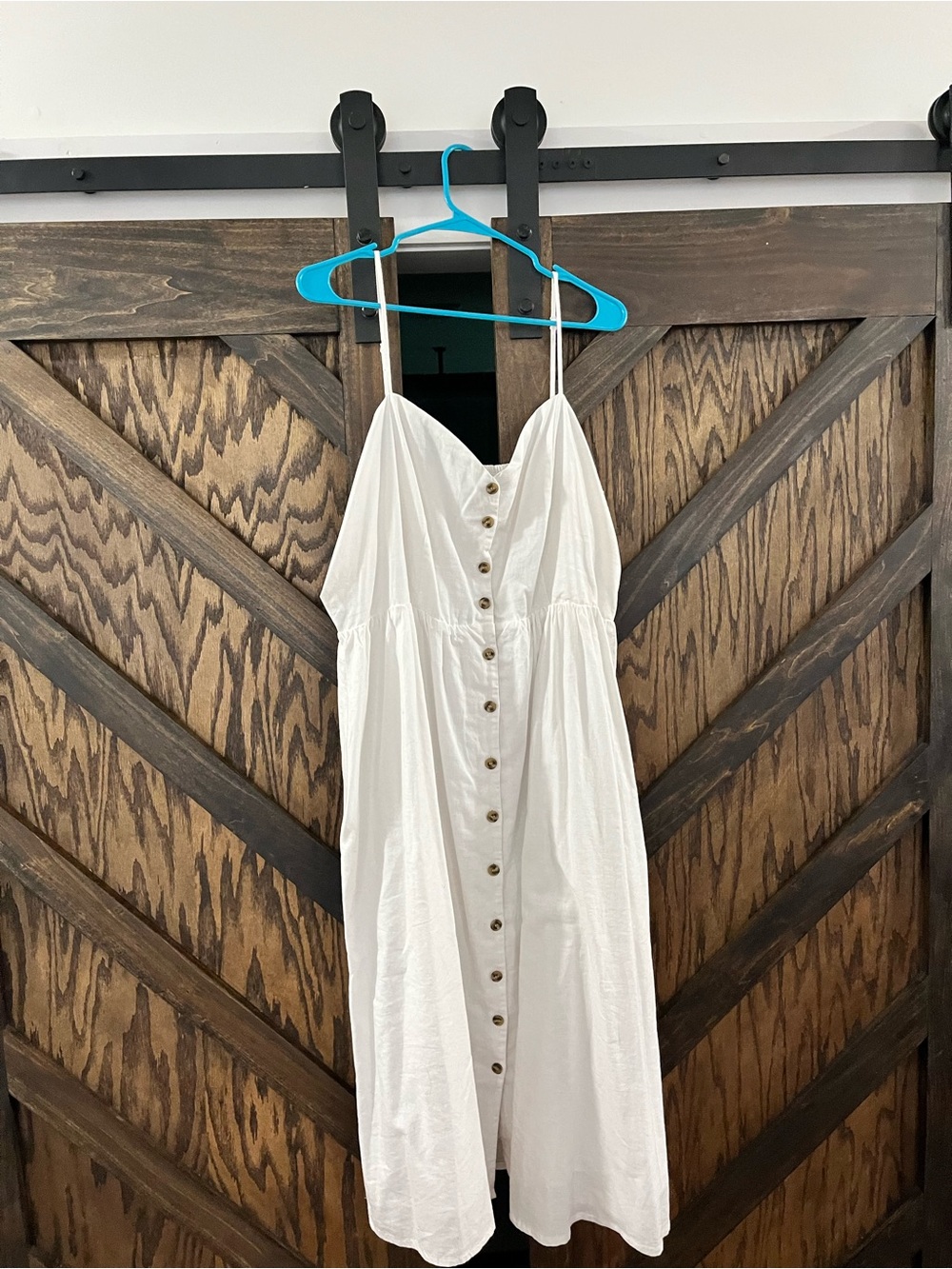H&M White Button-Front Midi Sundress